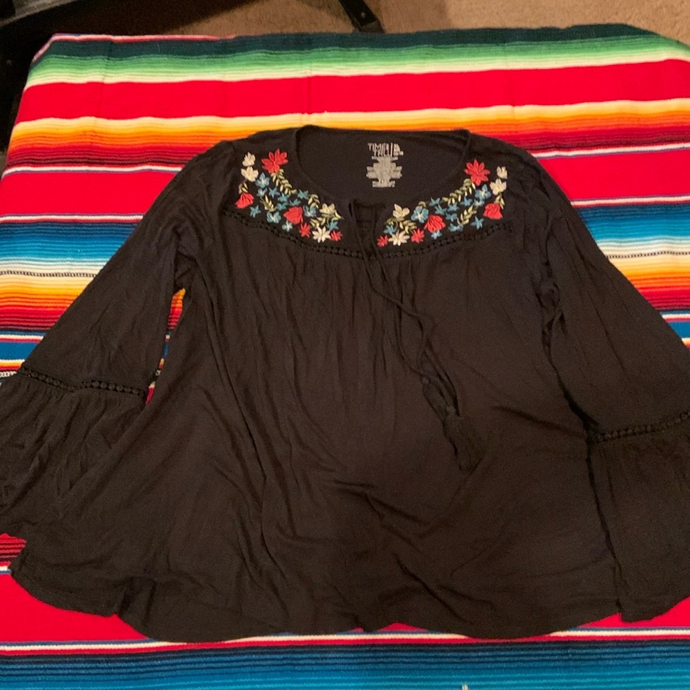 Black flutter sleeve blouse